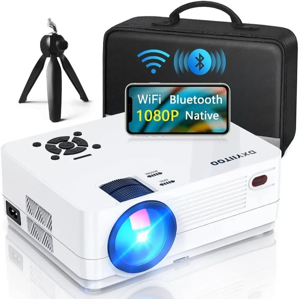 DATASHOW PROJECTEUR DXYIITOO S3 WIFI BLUETOOTH 12000LUX ADJUSTABLE WHITE BLANC FULL HD